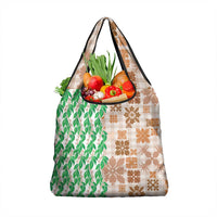 Aloha Hawaii Palaka Tuberose Lei Grocery Bag Hawaiian Quilt Seamless Style - Polynesian Pride