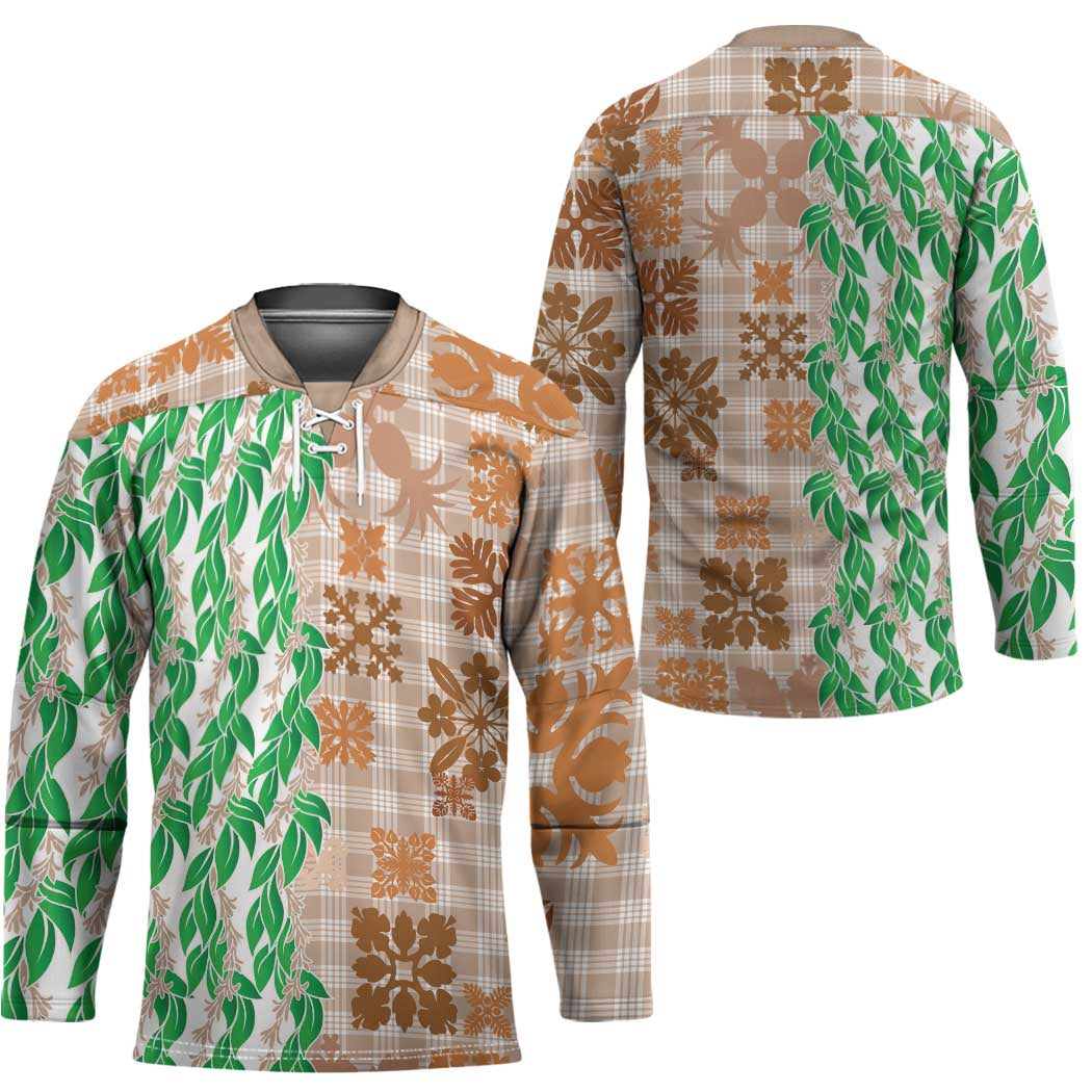 Aloha Hawaii Palaka Tuberose Lei Hockey Jersey Hawaiian Quilt Seamless Style - Polynesian Pride