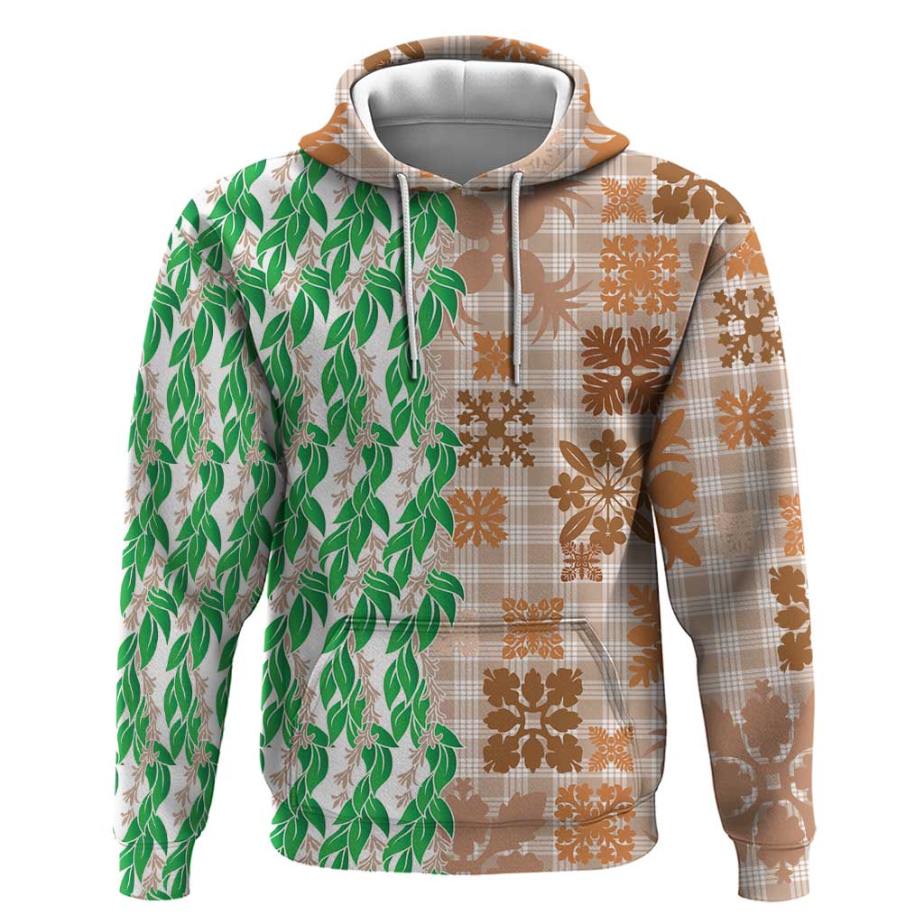 Aloha Hawaii Palaka Tuberose Lei Hoodie Hawaiian Quilt Seamless Style - Polynesian Pride