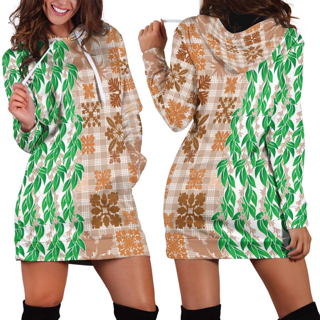 Aloha Hawaii Palaka Tuberose Lei Hoodie Dress Hawaiian Quilt Seamless Style - Polynesian Pride