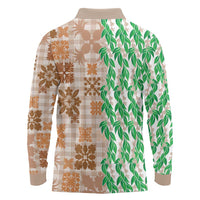 Aloha Hawaii Palaka Tuberose Lei Long Sleeve Polo Shirt Hawaiian Quilt Seamless Style LT14 - Polynesian Pride