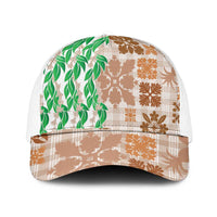 Aloha Hawaii Palaka Tuberose Lei Mesh Trucker Cap Hawaiian Quilt Seamless Style - Polynesian Pride