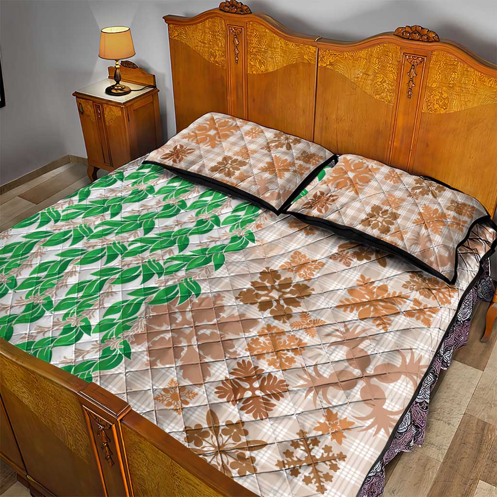 Aloha Hawaii Palaka Tuberose Lei Quilt Bed Set Hawaiian Quilt Seamless Style - Polynesian Pride