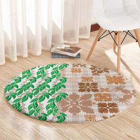 Aloha Hawaii Palaka Tuberose Lei Round Carpet Hawaiian Quilt Seamless Style - Polynesian Pride