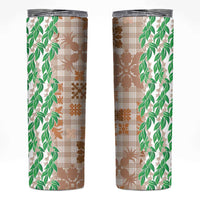 Aloha Hawaii Palaka Tuberose Lei Skinny Tumbler Hawaiian Quilt Seamless Style - Polynesian Pride