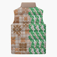 Aloha Hawaii Palaka Tuberose Lei Sleeveless Puffer Jacket Hawaiian Quilt Seamless Style - Polynesian Pride