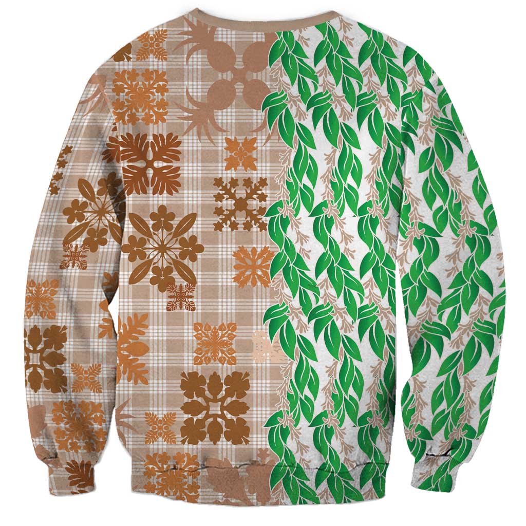 Aloha Hawaii Palaka Tuberose Lei Sweatshirt Hawaiian Quilt Seamless Style - Polynesian Pride