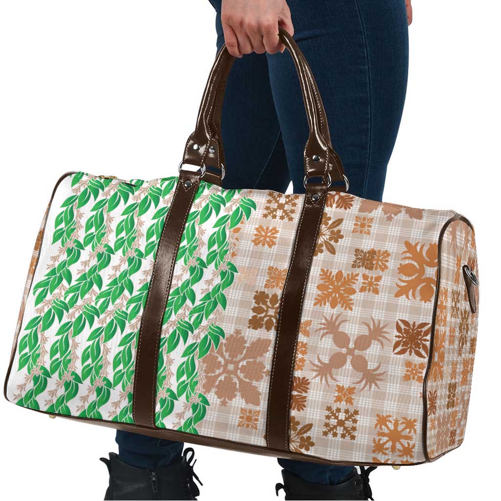 Aloha Hawaii Palaka Tuberose Lei Travel Bag Hawaiian Quilt Seamless Style - Polynesian Pride