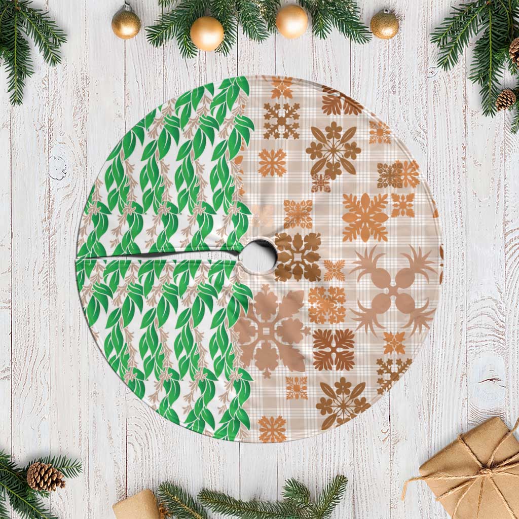 Aloha Hawaii Palaka Tuberose Lei Tree Skirt Hawaiian Quilt Seamless Style - Polynesian Pride