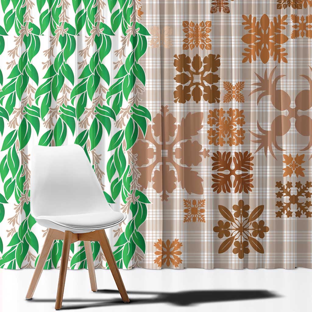 Aloha Hawaii Palaka Tuberose Lei Window Curtain Hawaiian Quilt Seamless Style - Polynesian Pride