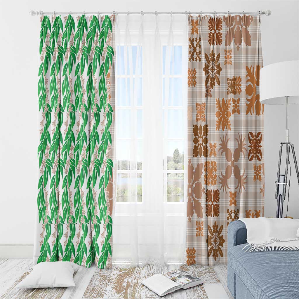 Aloha Hawaii Palaka Tuberose Lei Window Curtain Hawaiian Quilt Seamless Style - Polynesian Pride