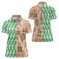 Aloha Hawaii Palaka Tuberose Lei Women Polo Shirt Hawaiian Quilt Seamless Style - Polynesian Pride
