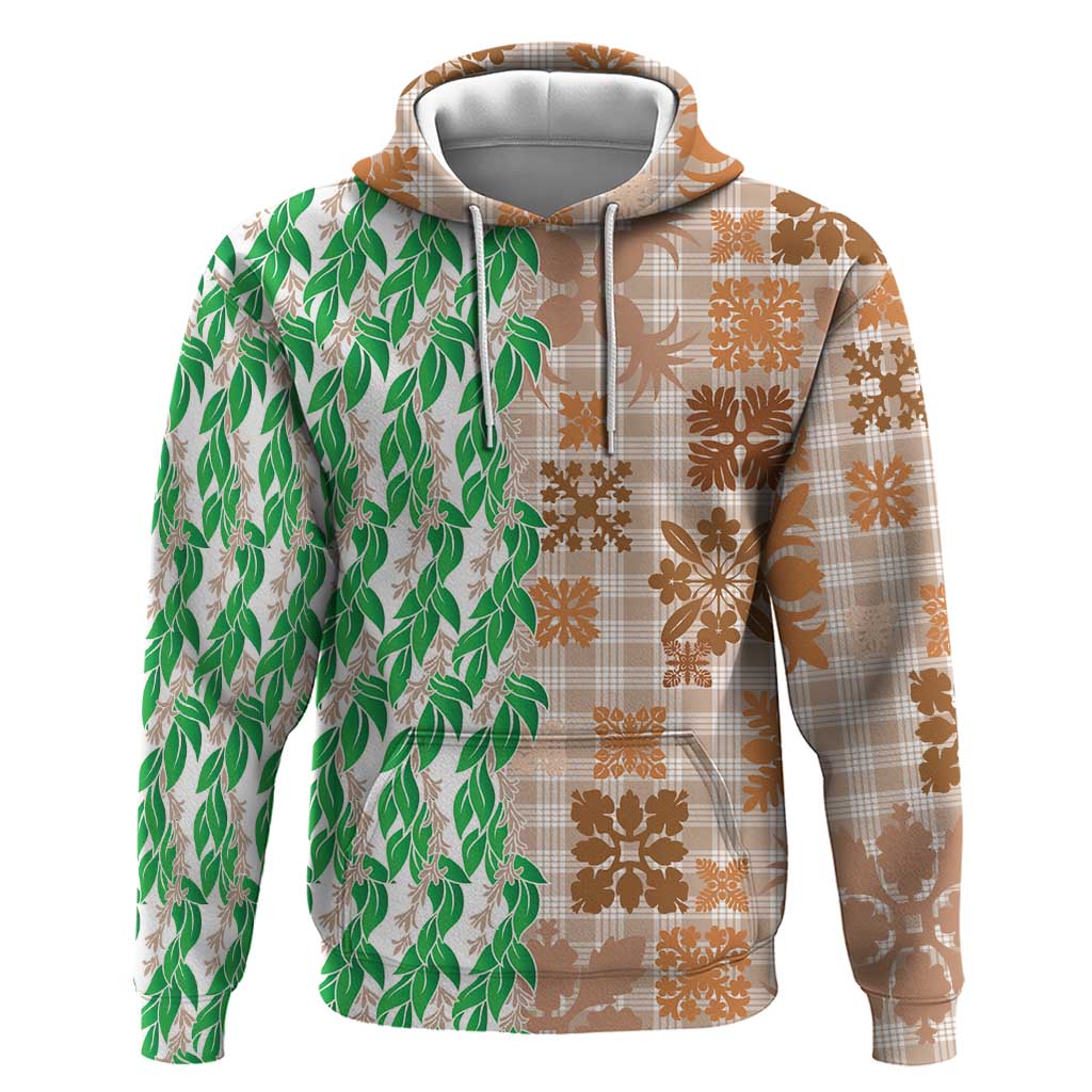 Aloha Hawaii Palaka Tuberose Lei Zip Hoodie Hawaiian Quilt Seamless Style - Polynesian Pride