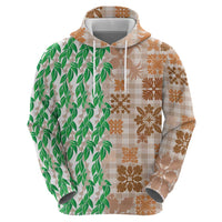 Aloha Hawaii Palaka Tuberose Lei Zip Hoodie Hawaiian Quilt Seamless Style - Polynesian Pride