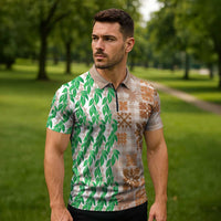 Aloha Hawaii Palaka Tuberose Lei Zipper Polo Shirt Hawaiian Quilt Seamless Style - Polynesian Pride