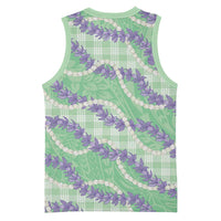 Pastel Green Hawaii Palaka Honohono Pikake Basketball Jersey Hawaiian Orchid Lei Polynesian Pattern - Polynesian Pride