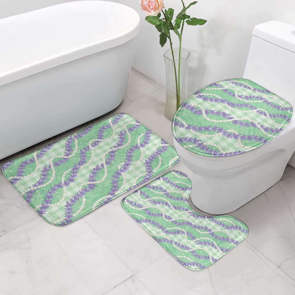 Pastel Green Hawaii Palaka Honohono Pikake Bathroom Set Hawaiian Orchid Lei Polynesian Pattern - Polynesian Pride