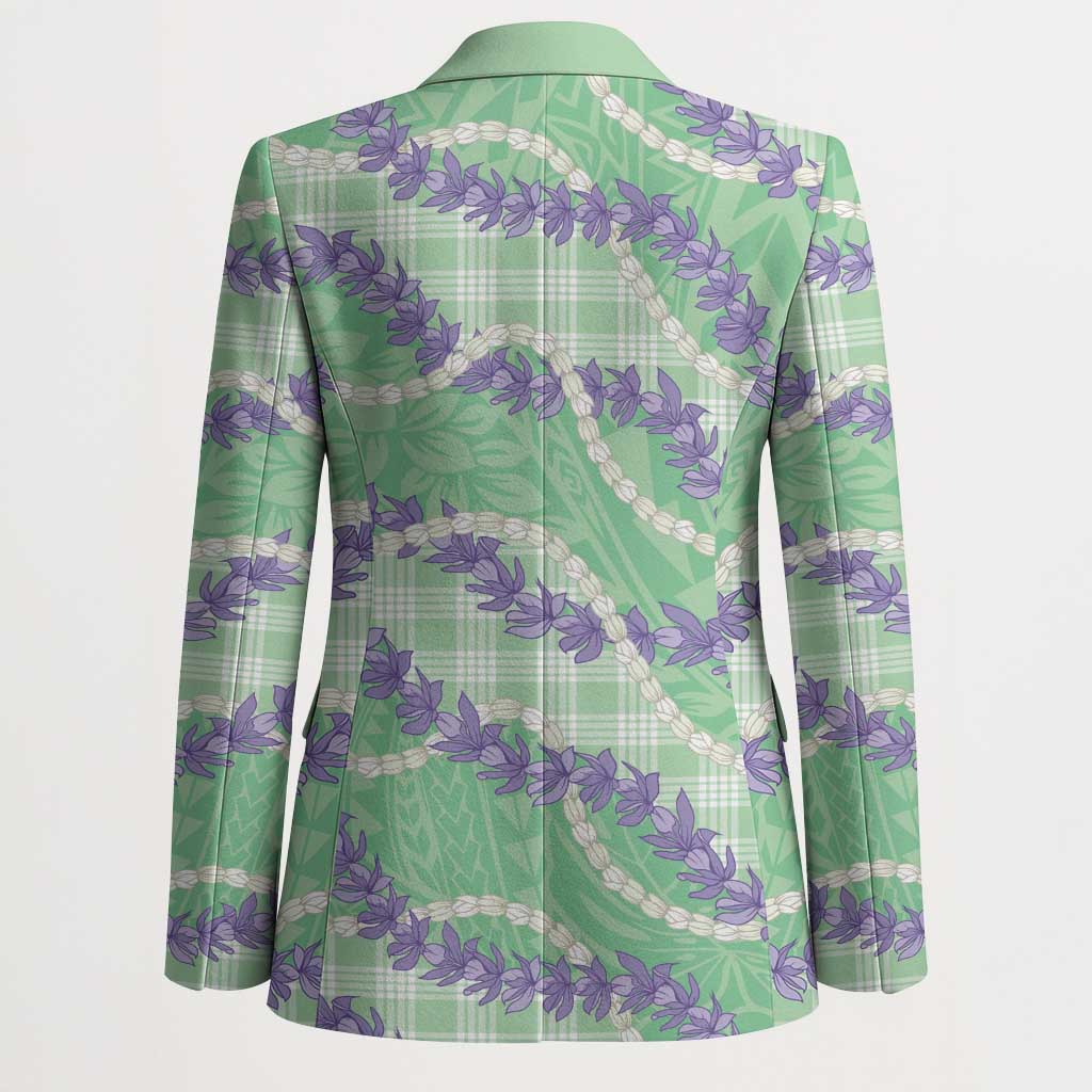 Pastel Green Hawaii Palaka Honohono Pikake Blazer Hawaiian Orchid Lei Polynesian Pattern - Polynesian Pride
