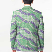 Pastel Green Hawaii Palaka Honohono Pikake Blazer Hawaiian Orchid Lei Polynesian Pattern - Polynesian Pride