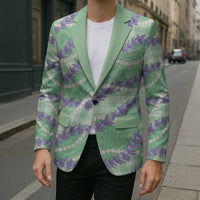Pastel Green Hawaii Palaka Honohono Pikake Blazer Hawaiian Orchid Lei Polynesian Pattern - Polynesian Pride