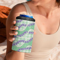 Pastel Green Hawaii Palaka Honohono Pikake 4 in 1 Can Cooler Tumbler Hawaiian Orchid Lei Polynesian Pattern - Polynesian Pride