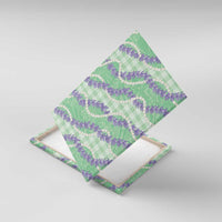 Pastel Green Hawaii Palaka Honohono Pikake Canvas Wall Art Hawaiian Orchid Lei Polynesian Pattern - Polynesian Pride