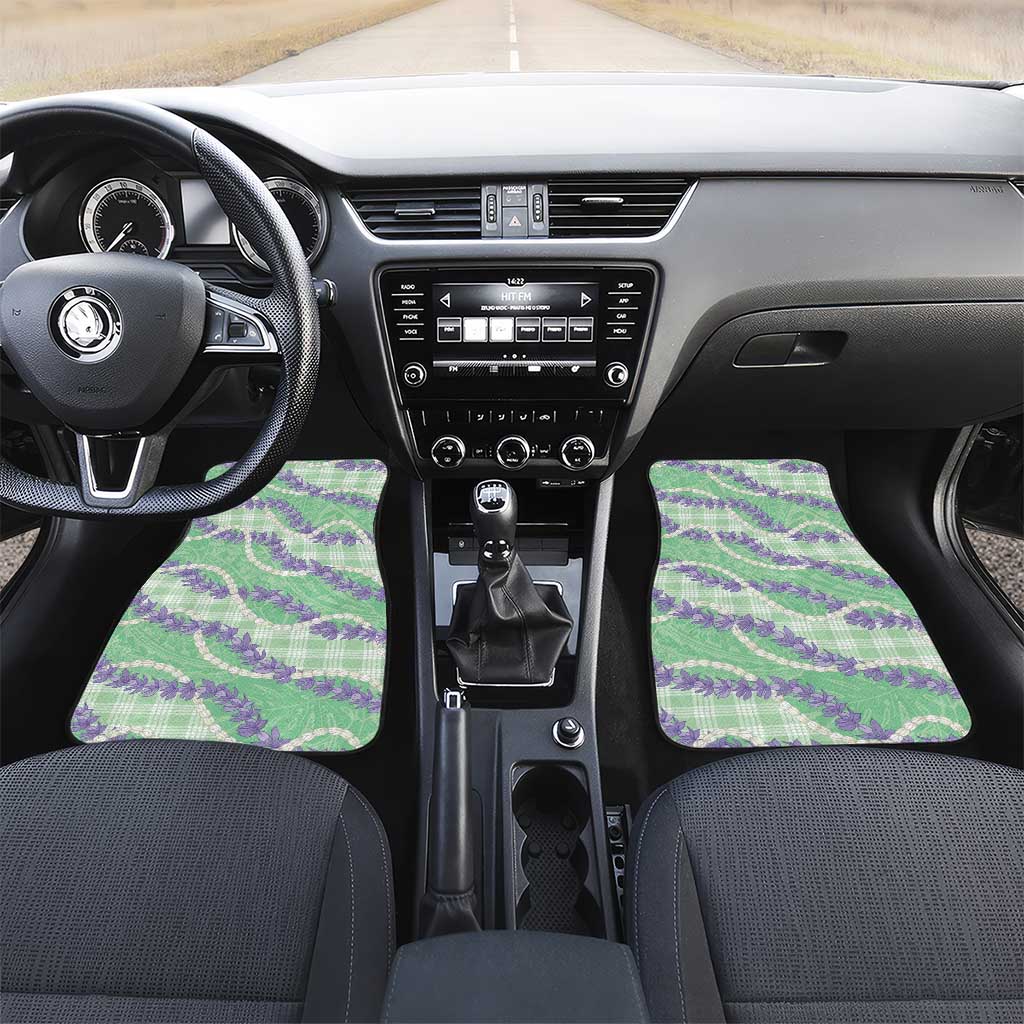 Pastel Green Hawaii Palaka Honohono Pikake Car Mats Hawaiian Orchid Lei Polynesian Pattern - Polynesian Pride