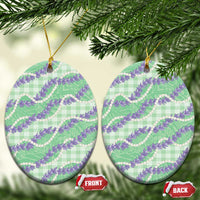 Pastel Green Hawaii Palaka Honohono Pikake Ceramic Ornament Hawaiian Orchid Lei Polynesian Pattern - Polynesian Pride