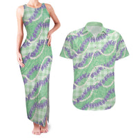 Pastel Green Hawaii Palaka Honohono Pikake Couples Matching Tank Maxi Dress and Hawaiian Shirt Hawaiian Orchid Lei Polynesian Pattern - Polynesian Pride