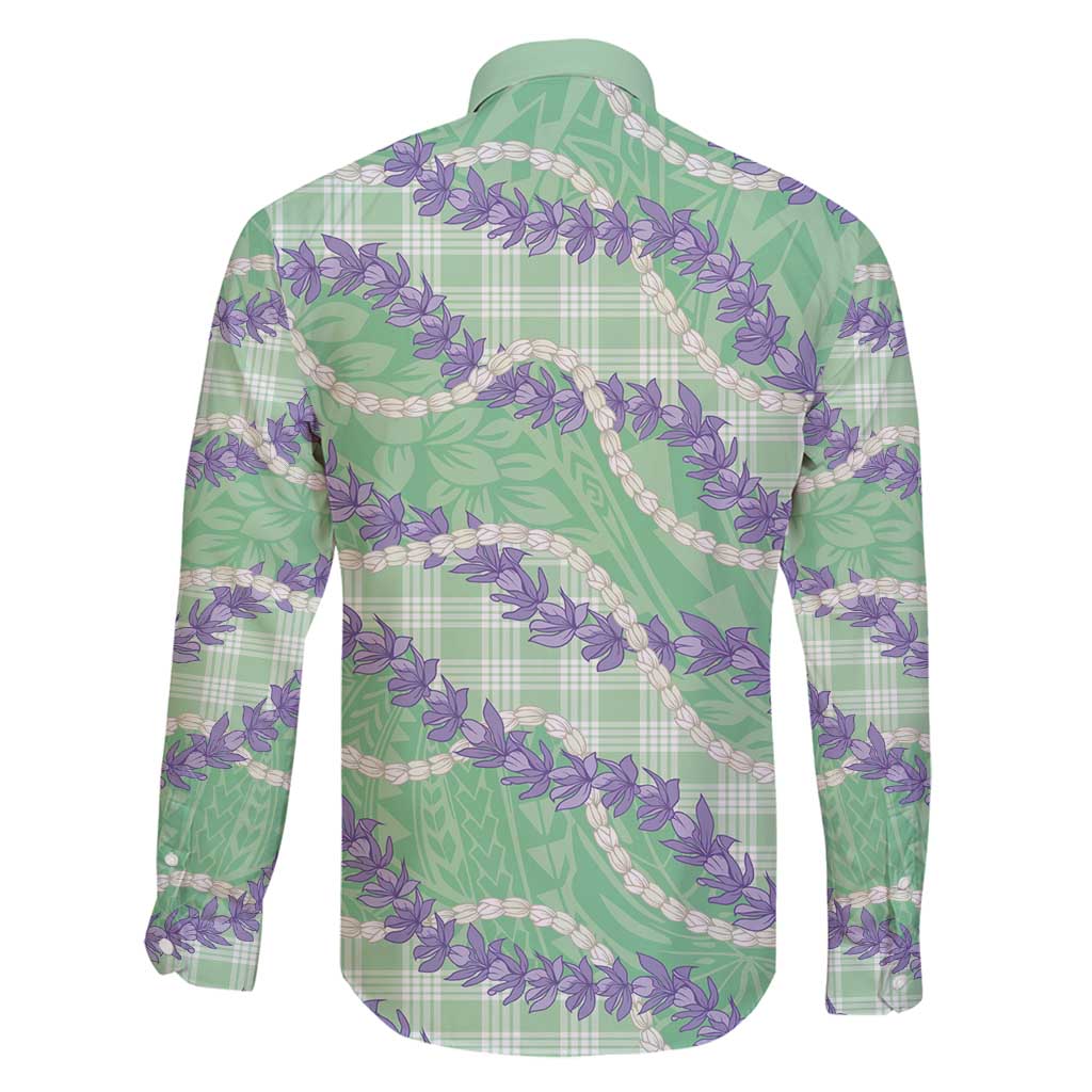 Pastel Green Hawaii Palaka Honohono Pikake Family Matching Off Shoulder Maxi Dress and Hawaiian Shirt Hawaiian Orchid Lei Polynesian Pattern - Polynesian Pride