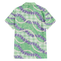 Pastel Green Hawaii Palaka Honohono Pikake Family Matching Off Shoulder Short Dress and Hawaiian Shirt Hawaiian Orchid Lei Polynesian Pattern - Polynesian Pride