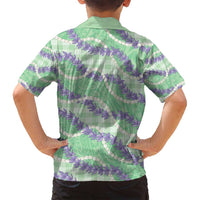 Pastel Green Hawaii Palaka Honohono Pikake Family Matching Puletasi and Hawaiian Shirt Hawaiian Orchid Lei Polynesian Pattern - Polynesian Pride