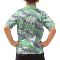 Pastel Green Hawaii Palaka Honohono Pikake Family Matching Short Sleeve Bodycon Dress and Hawaiian Shirt Hawaiian Orchid Lei Polynesian Pattern - Polynesian Pride