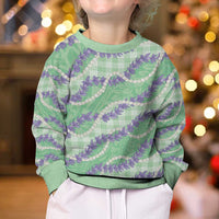Pastel Green Hawaii Palaka Honohono Pikake Kid Ugly Christmas Sweater Hawaiian Orchid Lei Polynesian Pattern LT14 - Polynesian Pride