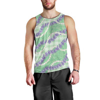 Pastel Green Hawaii Palaka Honohono Pikake Men Tank Top Hawaiian Orchid Lei Polynesian Pattern - Polynesian Pride