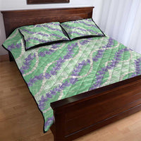 Pastel Green Hawaii Palaka Honohono Pikake Quilt Bed Set Hawaiian Orchid Lei Polynesian Pattern - Polynesian Pride