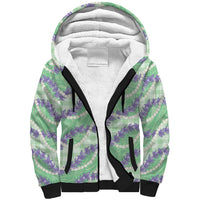 Pastel Green Hawaii Palaka Honohono Pikake Sherpa Hoodie Hawaiian Orchid Lei Polynesian Pattern - Polynesian Pride