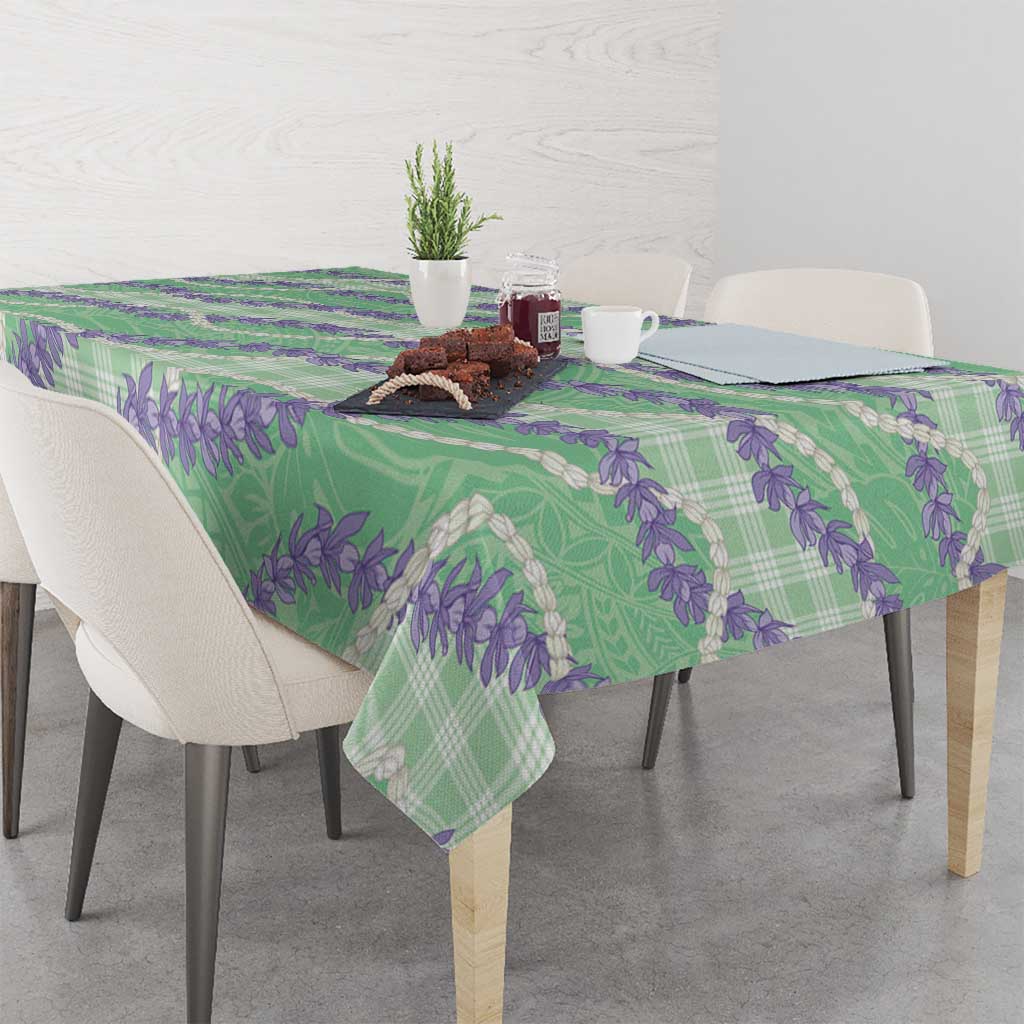 Pastel Green Hawaii Palaka Honohono Pikake Tablecloth Hawaiian Orchid Lei Polynesian Pattern - Polynesian Pride