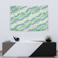 Pastel Green Hawaii Palaka Honohono Pikake Tapestry Hawaiian Orchid Lei Polynesian Pattern - Polynesian Pride