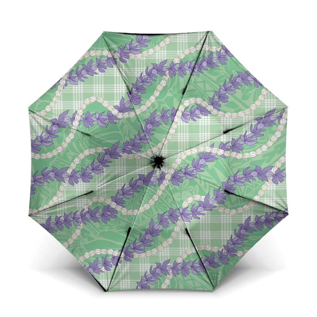 Pastel Green Hawaii Palaka Honohono Pikake Umbrella Hawaiian Orchid Lei Polynesian Pattern - Polynesian Pride