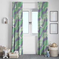 Pastel Green Hawaii Palaka Honohono Pikake Window Curtain Hawaiian Orchid Lei Polynesian Pattern - Polynesian Pride