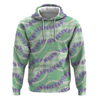 Pastel Green Hawaii Palaka Honohono Pikake Zip Hoodie Hawaiian Orchid Lei Polynesian Pattern - Polynesian Pride
