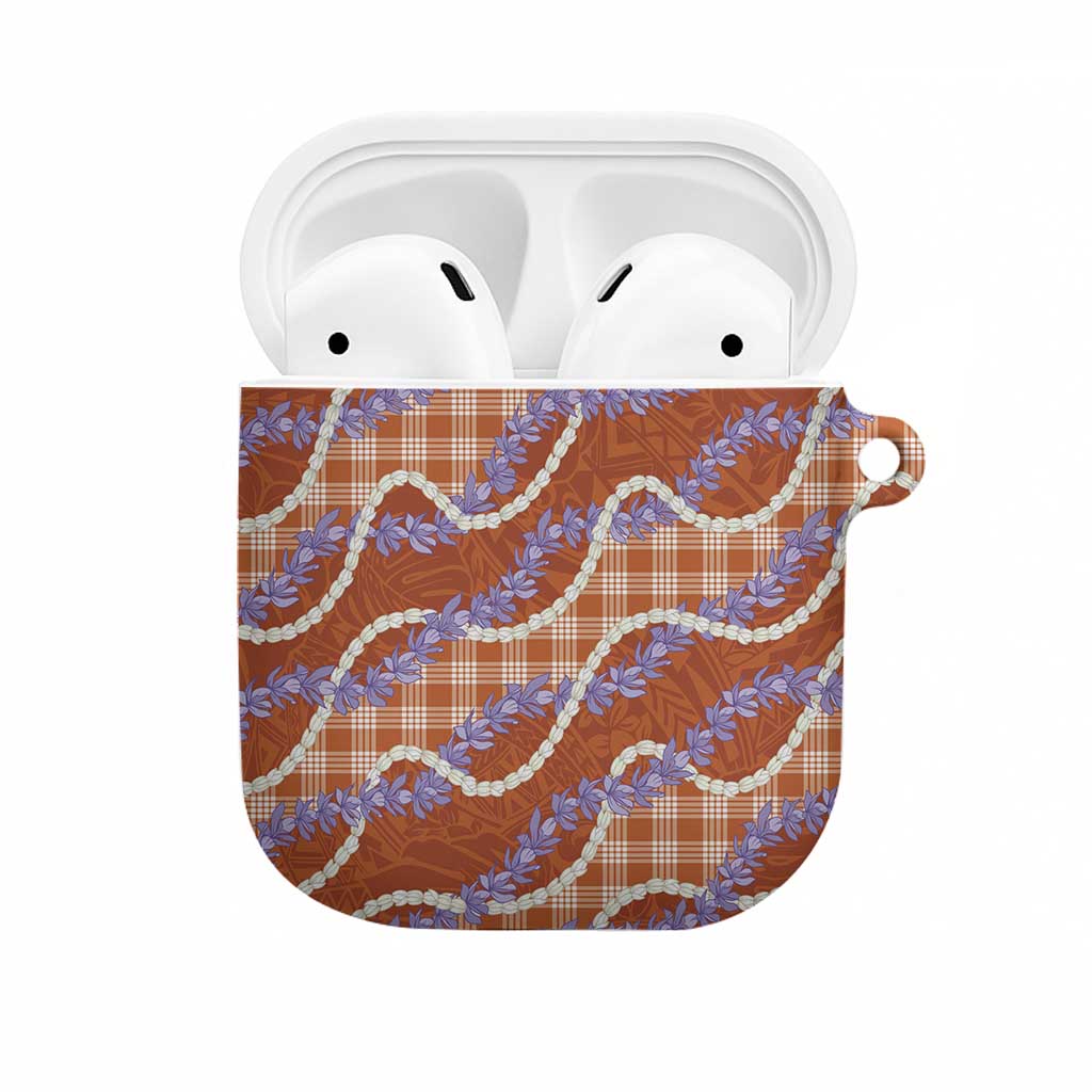 Orange Hawaii Palaka Honohono Pikake AirPods Case Hawaiian Orchid Lei Polynesian Pattern - Polynesian Pride