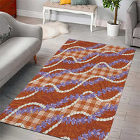 Orange Hawaii Palaka Honohono Pikake Area Rug Hawaiian Orchid Lei Polynesian Pattern - Polynesian Pride