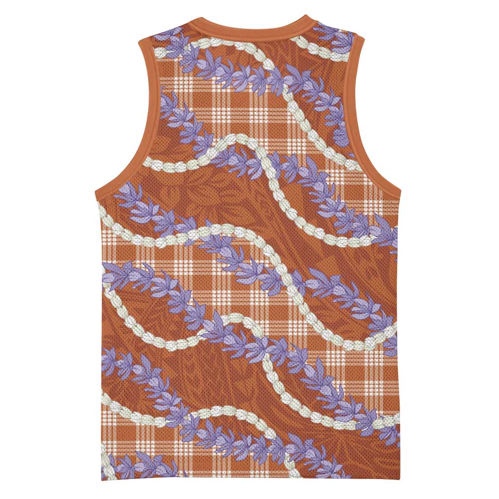 Orange Hawaii Palaka Honohono Pikake Basketball Jersey Hawaiian Orchid Lei Polynesian Pattern LT14 - Polynesian Pride