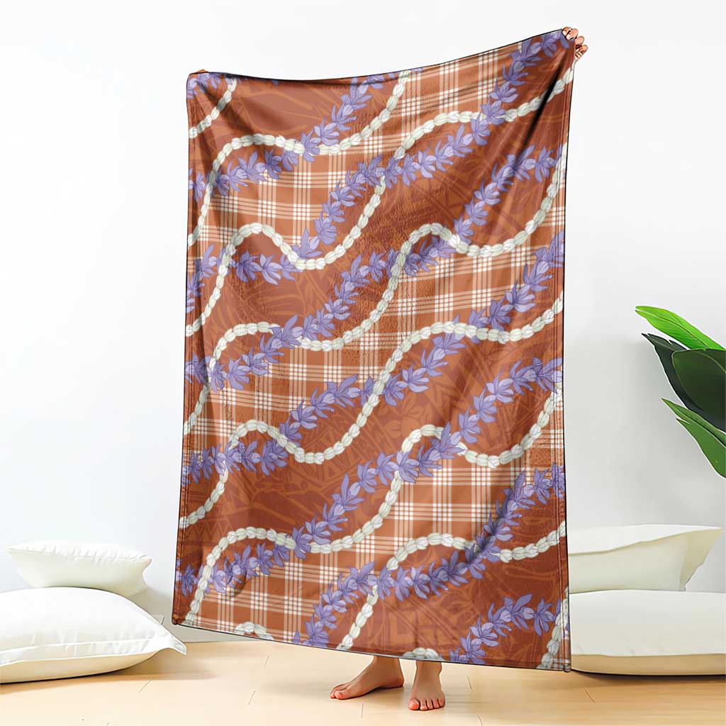 Orange Hawaii Palaka Honohono Pikake Blanket Hawaiian Orchid Lei Polynesian Pattern - Polynesian Pride