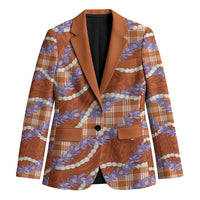Orange Hawaii Palaka Honohono Pikake Blazer Hawaiian Orchid Lei Polynesian Pattern - Polynesian Pride