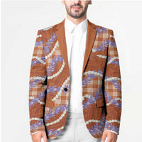 Orange Hawaii Palaka Honohono Pikake Blazer Hawaiian Orchid Lei Polynesian Pattern - Polynesian Pride