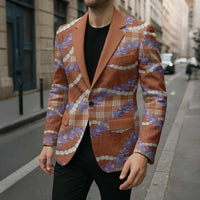 Orange Hawaii Palaka Honohono Pikake Blazer Hawaiian Orchid Lei Polynesian Pattern - Polynesian Pride