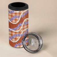 Orange Hawaii Palaka Honohono Pikake 4 in 1 Can Cooler Tumbler Hawaiian Orchid Lei Polynesian Pattern - Polynesian Pride